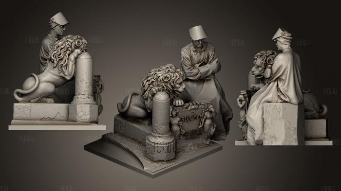 Monument with lion stl model for CNC